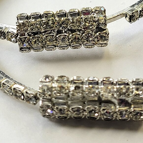 Silver Crystal Round Hoop Earrings - Picture 3 of 6